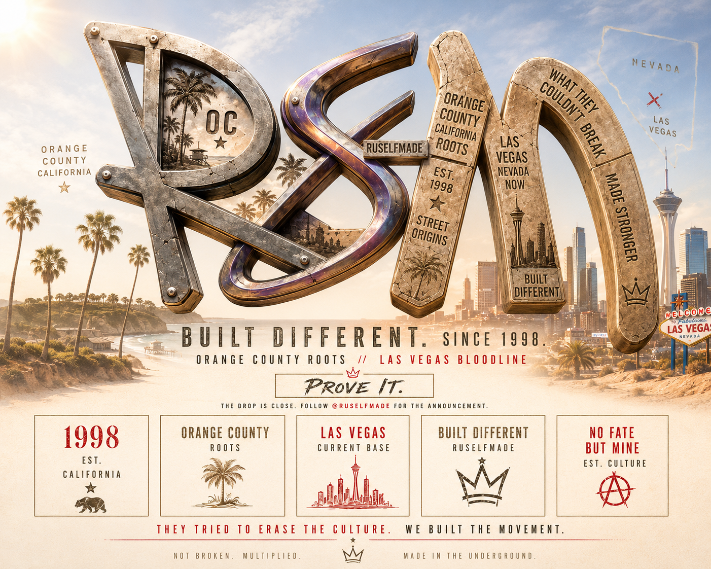 RuSelfMade — Built Different. Since 1998. Orange County Roots. Las Vegas Bloodline.